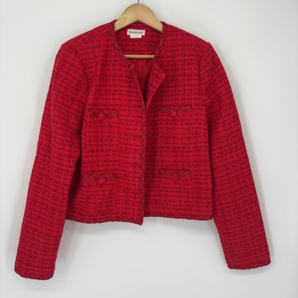 Lovers + Friends Red Tweed Jacket & Skirt Set